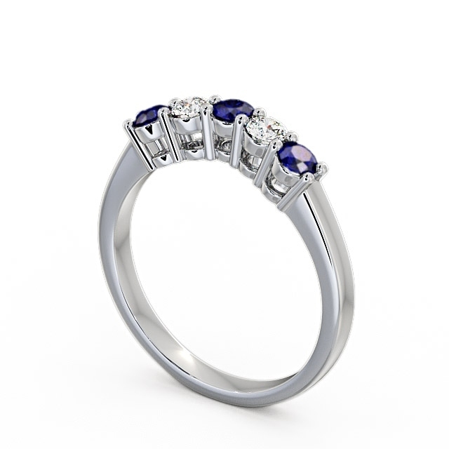 Five Stone Blue Sapphire and Diamond 0.59ct Ring 18K White Gold - Callaly FV16GEM_WG_BS_SIDE