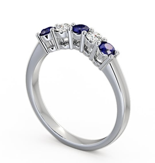  Five Stone Blue Sapphire and Diamond 0.59ct Ring 9K White Gold - Callaly FV16GEM_WG_BS_THUMB1 