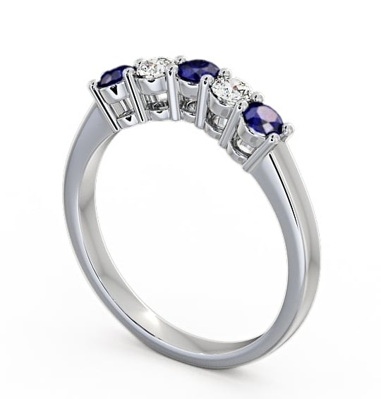 Five Stone Blue Sapphire and Diamond 0.59ct Ring Platinum FV16GEM_WG_BS_THUMB1