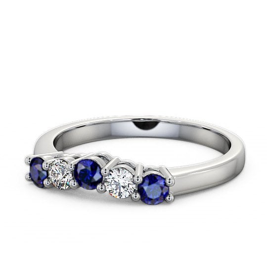  Five Stone Blue Sapphire and Diamond 0.59ct Ring 18K White Gold - Callaly FV16GEM_WG_BS_THUMB2 