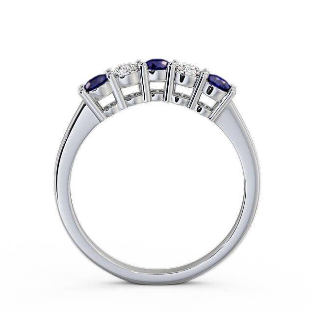 Five Stone Blue Sapphire and Diamond 0.59ct Ring 9K White Gold - Callaly FV16GEM_WG_BS_UP