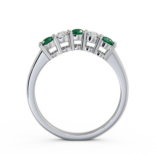Five Stone Emerald and Diamond 0.50ct Ring 9K White Gold - Callaly FV16GEM_WG_EM_UP