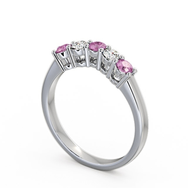 Five Stone Pink Sapphire and Diamond 0.59ct Ring 18K White Gold - Callaly FV16GEM_WG_PS_SIDE