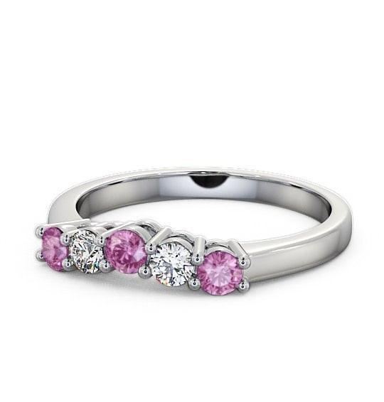 Five Stone Pink Sapphire and Diamond 0.59ct Ring Platinum FV16GEM_WG_PS_THUMB2 