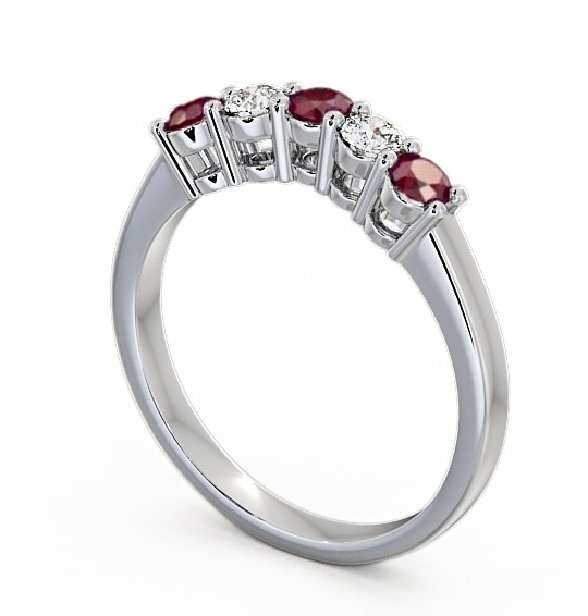 Five Stone Ruby and Diamond 0.59ct Ring 9K White Gold FV16GEM_WG_RU_THUMB1