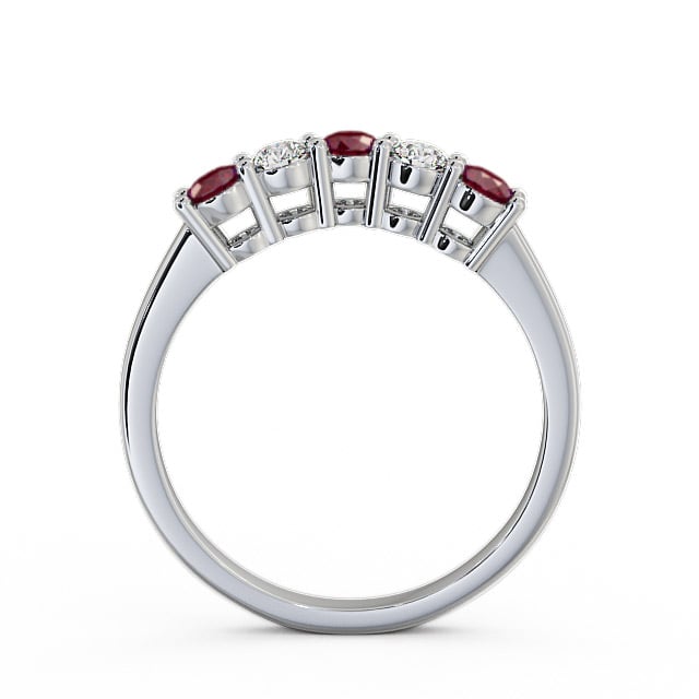 Five Stone Ruby and Diamond 0.59ct Ring 18K White Gold - Callaly FV16GEM_WG_RU_UP