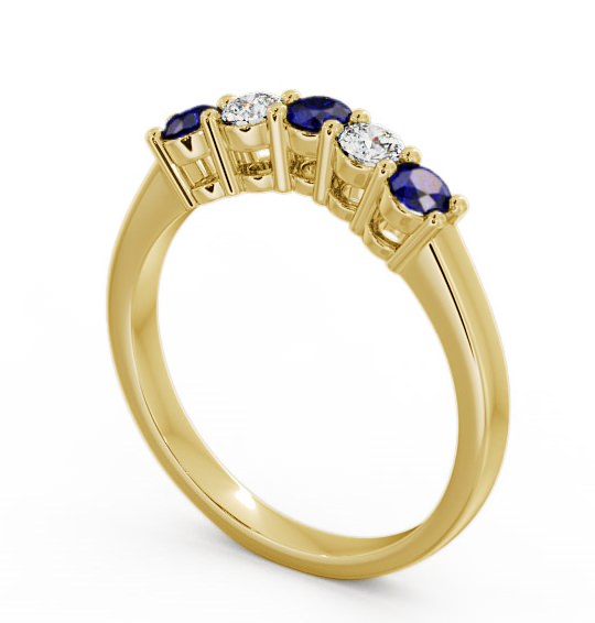 Five Stone Blue Sapphire and Diamond 0.59ct Ring 9K Yellow Gold FV16GEM_YG_BS_THUMB1