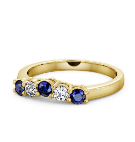 Five Stone Blue Sapphire and Diamond 0.59ct Ring 9K Yellow Gold FV16GEM_YG_BS_THUMB2 