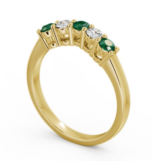 Five Stone Emerald and Diamond 0.50ct Ring 18K Yellow Gold - Callaly FV16GEM_YG_EM_THUMB1
