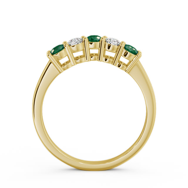 Five Stone Emerald and Diamond 0.50ct Ring 18K Yellow Gold - Callaly FV16GEM_YG_EM_UP