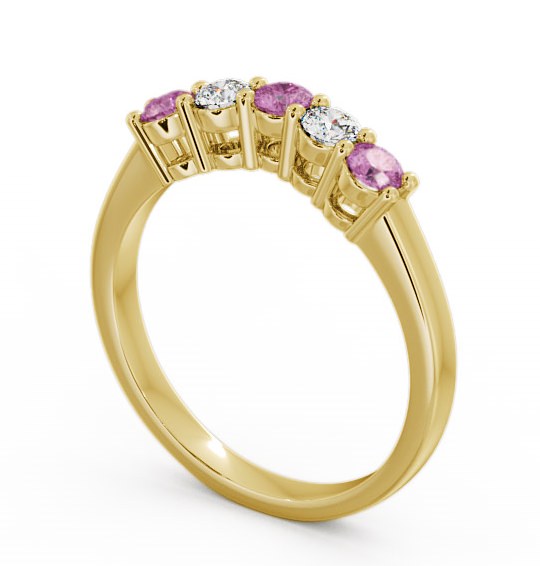 Five Stone Pink Sapphire and Diamond 0.59ct Ring 18K Yellow Gold FV16GEM_YG_PS_THUMB1 