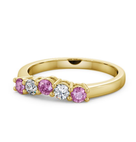 Five Stone Pink Sapphire and Diamond 0.59ct Ring 18K Yellow Gold FV16GEM_YG_PS_THUMB2 