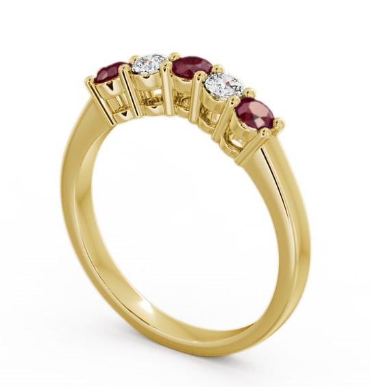 Five Stone Ruby and Diamond 0.59ct Ring 9K Yellow Gold - Callaly FV16GEM_YG_RU_THUMB1
