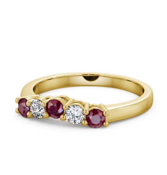  Five Stone Ruby and Diamond 0.59ct Ring 18K Yellow Gold - Callaly FV16GEM_YG_RU_THUMB2 