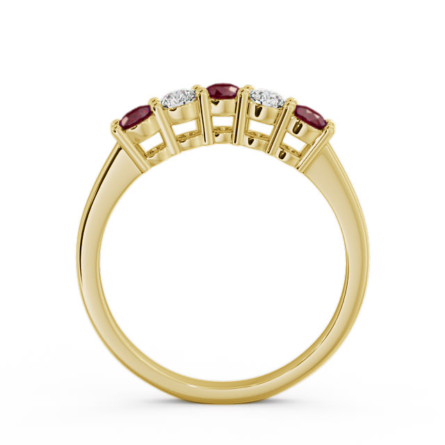Five Stone Ruby and Diamond 0.59ct Ring 18K Yellow Gold - Callaly FV16GEM_YG_RU_UP