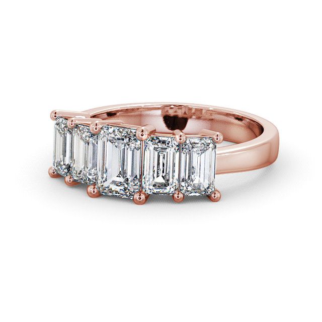 Five Stone Emerald Diamond Ring 9K Rose Gold - Carnaby FV17_RG_FLAT