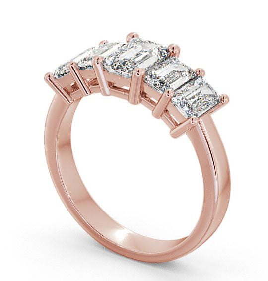 Five Stone Emerald Diamond Regal Style Ring 9K Rose Gold FV17_RG_THUMB1