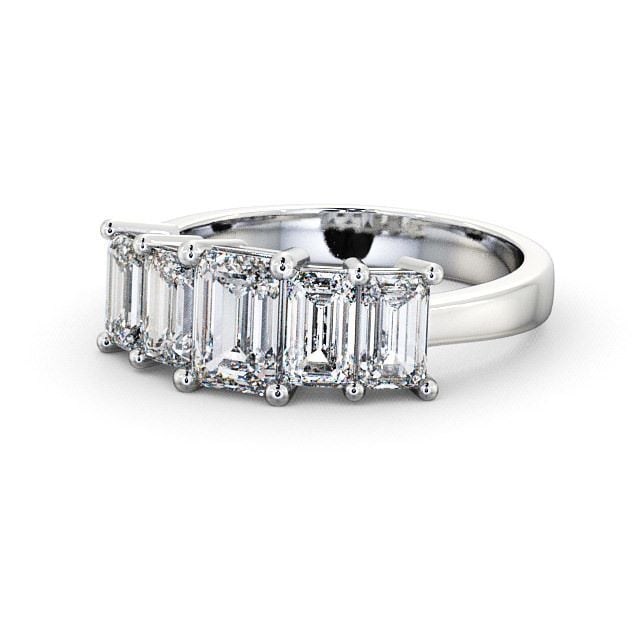 Five Stone Emerald Diamond Ring Platinum - Carnaby FV17_WG_FLAT