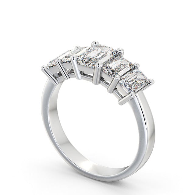 Five Stone Emerald Diamond Ring Platinum - Carnaby FV17_WG_SIDE