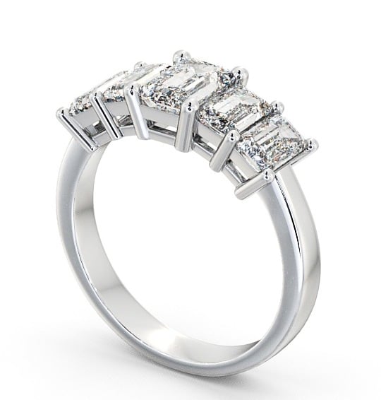 Five Stone Emerald Diamond Regal Style Ring 9K White Gold FV17_WG_THUMB1