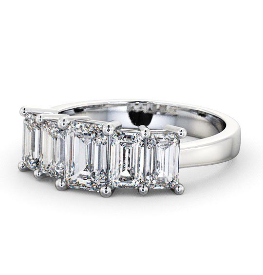 Five Stone Emerald Diamond Regal Style Ring 18K White Gold FV17_WG_THUMB2 