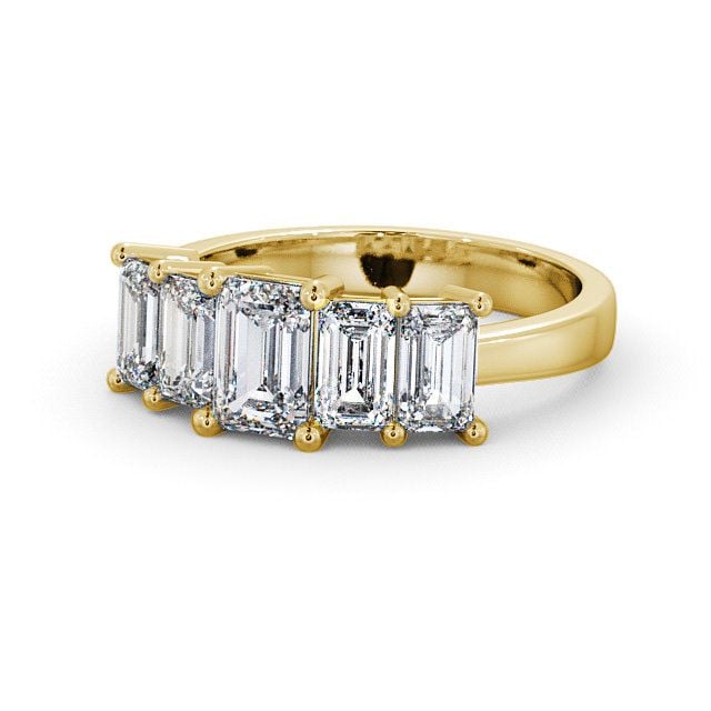 Five Stone Emerald Diamond Ring 18K Yellow Gold - Carnaby FV17_YG_FLAT