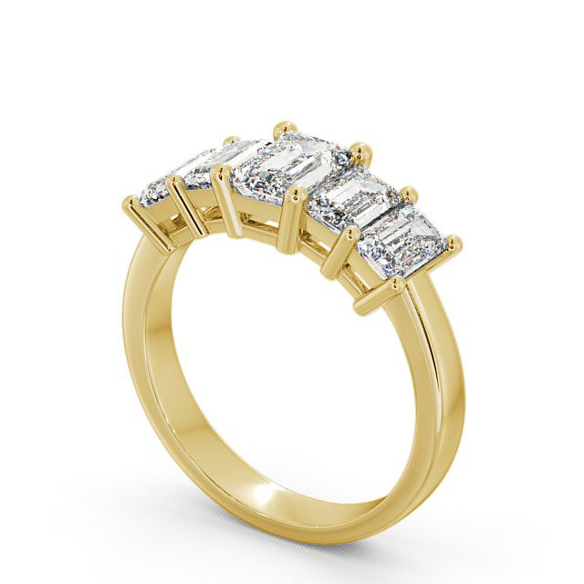 Five Stone Emerald Diamond Ring 9K Yellow Gold - Carnaby FV17_YG_SIDE