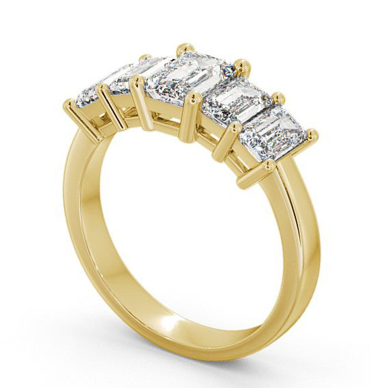 Five Stone Emerald Diamond Regal Style Ring 18K Yellow Gold FV17_YG_THUMB1