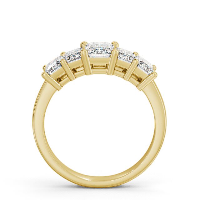 Five Stone Emerald Diamond Ring 9K Yellow Gold - Carnaby FV17_YG_UP