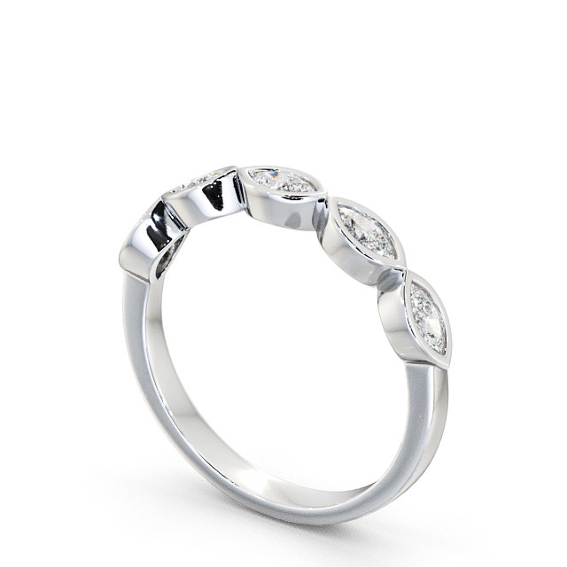 Five Stone Marquise Diamond Ring 9K White Gold - Penrose FV19_WG_SIDE