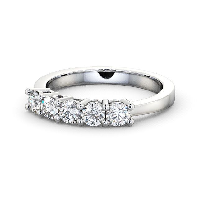 Five Stone Round Diamond Ring 18K White Gold - Ailsworth FV1_WG_FLAT