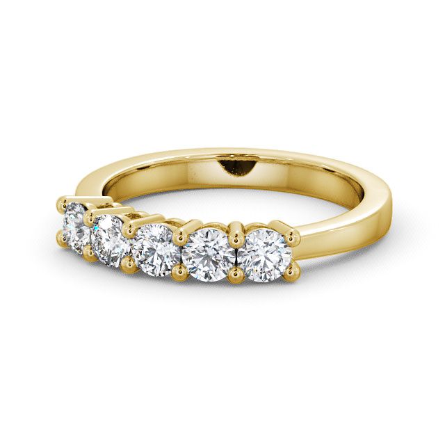 Five Stone Round Diamond Ring 9K Yellow Gold - Ailsworth FV1_YG_FLAT