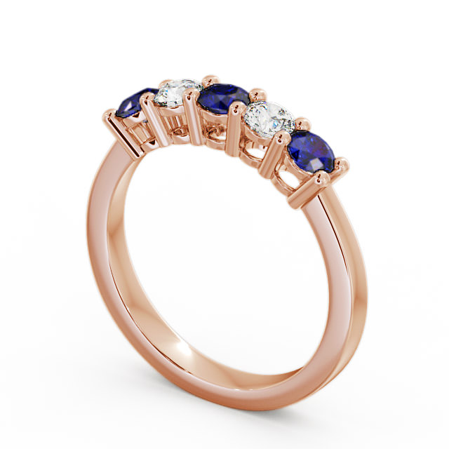 Five Stone Blue Sapphire and Diamond 0.75ct Ring 18K Rose Gold - Ailsworth