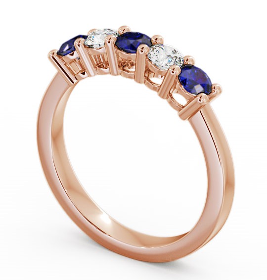 Five Stone Blue Sapphire and Diamond 0.75ct Ring 9K Rose Gold FV1GEM_RG_BS_THUMB1