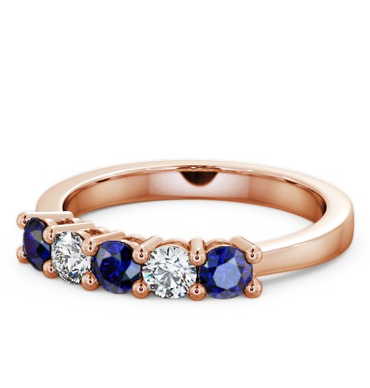  Five Stone Blue Sapphire and Diamond 0.75ct Ring 9K Rose Gold - Ailsworth FV1GEM_RG_BS_THUMB2 