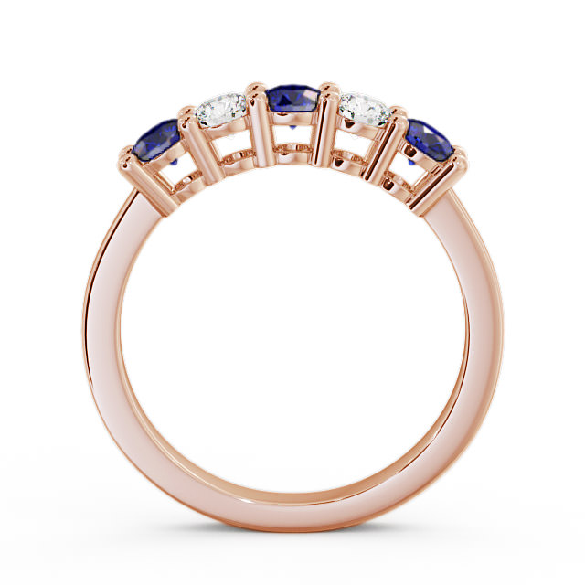 Five Stone Blue Sapphire and Diamond 0.75ct Ring 18K Rose Gold - Ailsworth FV1GEM_RG_BS_UP