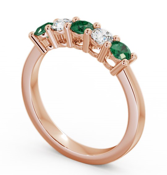 Five Stone Emerald and Diamond 0.66ct Ring 18K Rose Gold - Ailsworth FV1GEM_RG_EM_THUMB1