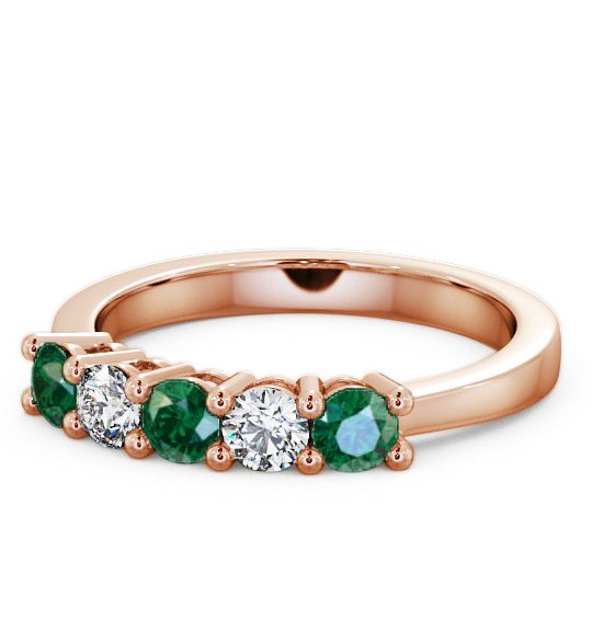  Five Stone Emerald and Diamond 0.66ct Ring 9K Rose Gold - Ailsworth FV1GEM_RG_EM_THUMB2 