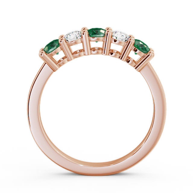 Five Stone Emerald and Diamond 0.66ct Ring 9K Rose Gold - Ailsworth FV1GEM_RG_EM_UP