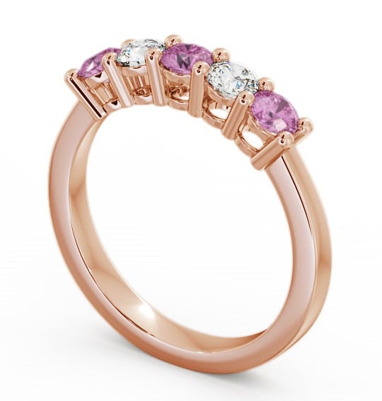 Five Stone Pink Sapphire and Diamond 0.75ct Ring 18K Rose Gold - Ailsworth FV1GEM_RG_PS_THUMB1