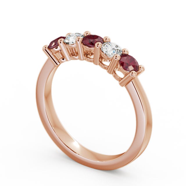 Five Stone Ruby and Diamond 0.75ct Ring 18K Rose Gold - Ailsworth