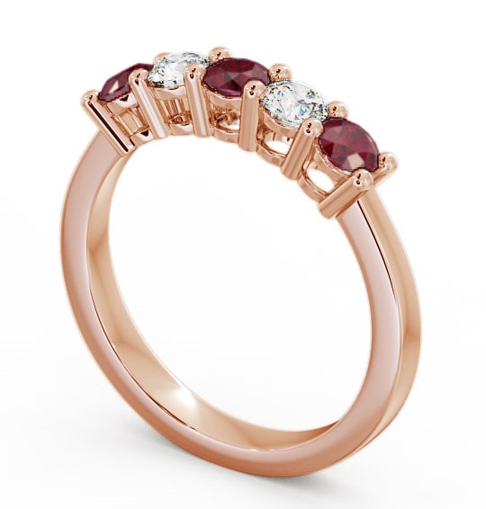 Five Stone Ruby and Diamond 0.75ct Ring 18K Rose Gold FV1GEM_RG_RU_THUMB1