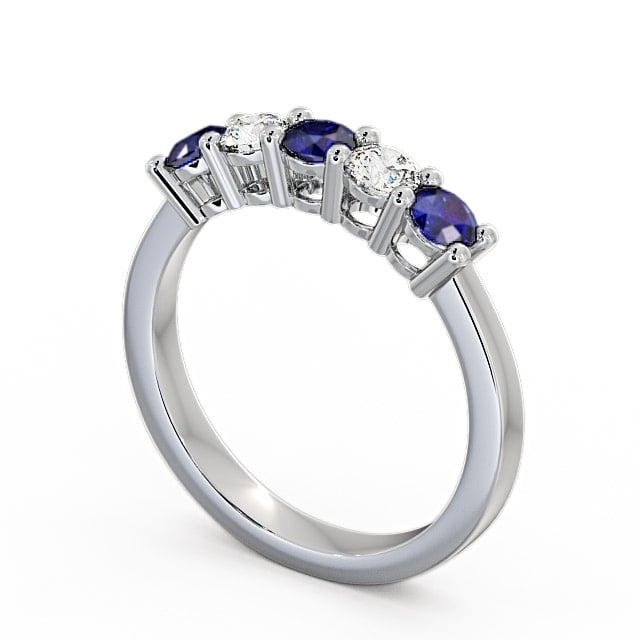 Five Stone Blue Sapphire and Diamond 0.75ct Ring Palladium - Ailsworth FV1GEM_WG_BS_SIDE