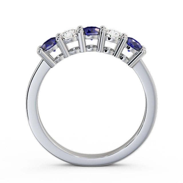 Five Stone Blue Sapphire and Diamond 0.75ct Ring 9K White Gold - Ailsworth FV1GEM_WG_BS_UP