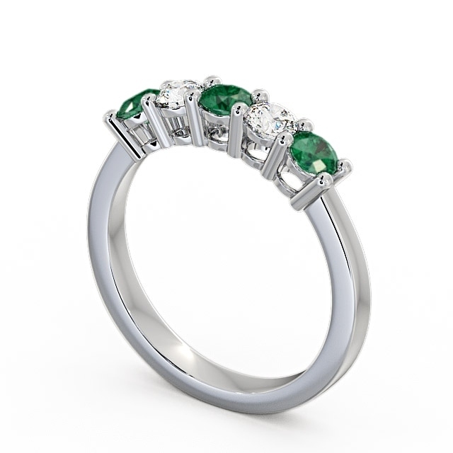 Five Stone Emerald and Diamond 0.66ct Ring Platinum - Ailsworth
