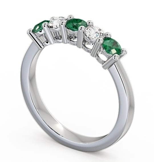 Five Stone Emerald and Diamond 0.66ct Ring 18K White Gold FV1GEM_WG_EM_THUMB1