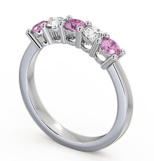Five Stone Pink Sapphire and Diamond 0.75ct Ring 9K White Gold - Ailsworth FV1GEM_WG_PS_THUMB1