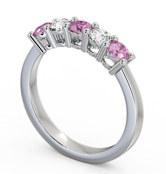 Five Stone Pink Sapphire and Diamond 0.75ct Ring Palladium FV1GEM_WG_PS_THUMB1