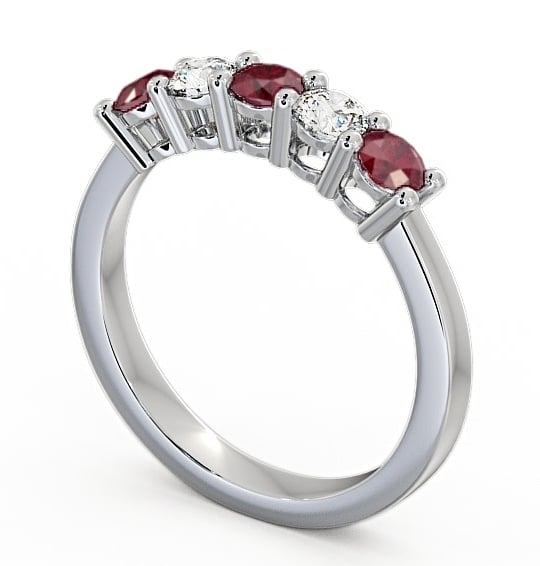 Five Stone Ruby and Diamond 0.75ct Ring Platinum - Ailsworth FV1GEM_WG_RU_THUMB1