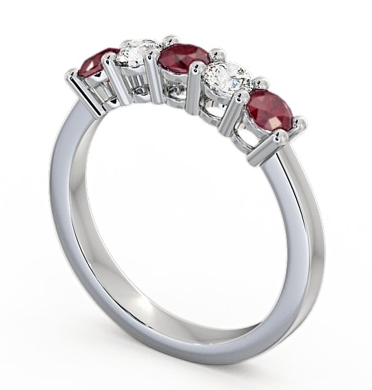 Five Stone Ruby and Diamond 0.75ct Ring Platinum FV1GEM_WG_RU_THUMB1